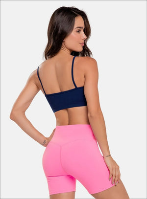 Top deportivo color azul para mujer, marca BABALÚ, referencia 15943, vista trasera. Compra al por mayor en babalu.com.co en COP.