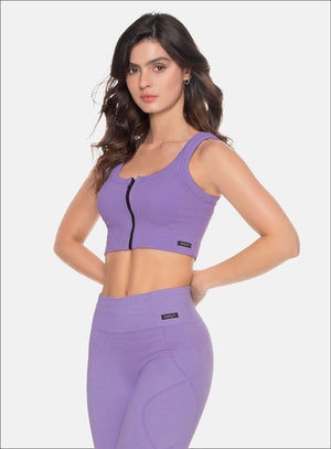 Top deportivo color lila baby para mujer, marca BABALÚ, referencia 108173, vista frontal. Compra al por mayor en babalu.com.co en COP.