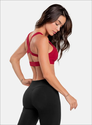 Top deportivo color morado para mujer, marca BABALÚ, referencia 92343, vista trasera. Compra al por mayor en babalu.com.co en COP.