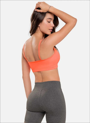 Top deportivo color naranja para mujer, marca BABALÚ, referencia 15943, vista trasera. Compra al por mayor en babalu.com.co en COP.