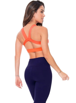 Top deportivo color naranja para mujer, marca BABALÚ, referencia 92343, vista trasera. Compra al por mayor en babalu.com.co en COP.
