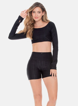 Top deportivo color negro para mujer, marca BABALÚ, referencia 107723, vista frontal. Compra al por mayor en babalu.com.co en COP.