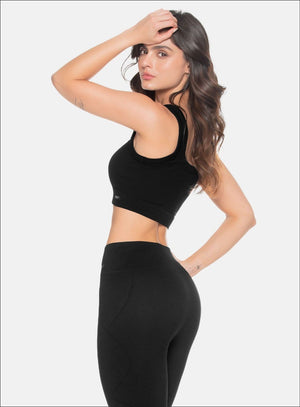 Top deportivo color negro para mujer, marca BABALÚ, referencia 108173, vista lateral. Compra al por mayor en babalu.com.co en COP.