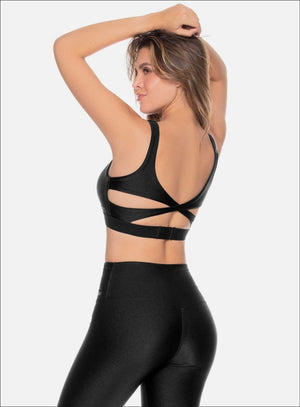 Top deportivo color negro para mujer, marca BABALÚ, referencia 109223, vista trasera. Compra al por mayor en babalu.com.co en COP.
