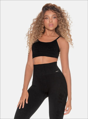 Top deportivo color negro para mujer, marca BABALÚ, referencia 109823, vista frontal. Compra al por mayor en babalu.com.co en COP.