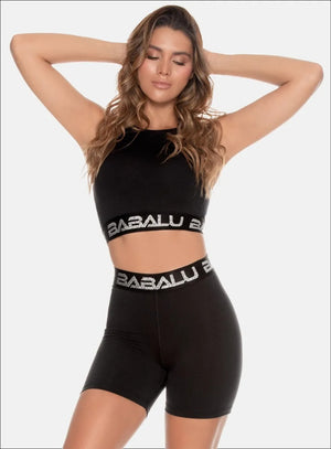Top deportivo color negro para mujer, marca BABALÚ, referencia 110243, vista frontal. Compra al por mayor en babalu.com.co en COP.