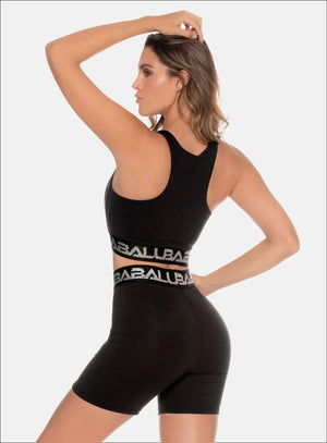 Top deportivo color negro para mujer, marca BABALÚ, referencia 110243, vista lateral. Compra al por mayor en babalu.com.co en COP.