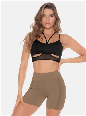 Top deportivo color negro para mujer, marca BABALÚ, referencia 110293, vista frontal. Compra al por mayor en babalu.com.co en COP.