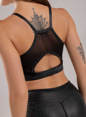 Top deportivo color negro para mujer, marca BABALÚ, referencia 112303, vista trasera. Compra al por mayor en babalu.com.co en COP.