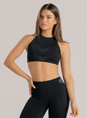Top deportivo color negro para mujer, marca BABALÚ, referencia 113273, vista frontal. Compra al por mayor en babalu.com.co en COP.
