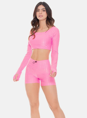 Top deportivo color rosado para mujer, marca BABALÚ, referencia 107723, vista frontal. Compra al por mayor en babalu.com.co en COP.