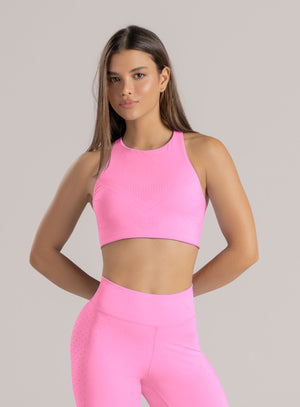 Top deportivo color rosado para mujer, marca BABALÚ, referencia 113273, vista frontal. Compra al por mayor en babalu.com.co en COP.