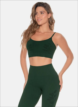 Top deportivo color verde para mujer, marca BABALÚ, referencia 109823, vista frontal. Compra al por mayor en babalu.com.co en COP.