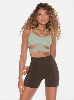 Top deportivo color verde para mujer, marca BABALÚ, referencia 110293, vista frontal. Compra al por mayor en babalu.com.co en COP.