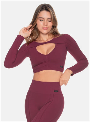 Top deportivo color vino tinto para mujer, marca BABALÚ, referencia 109313, vista frontal. Compra al por mayor en babalu.com.co en COP.