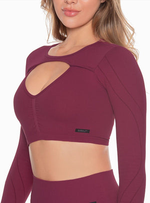 Top deportivo color vino tinto para mujer, marca BABALÚ, referencia 109313, vista frontal. Compra al por mayor en babalu.com.co en COP.