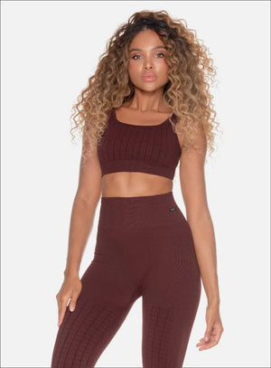 Top deportivo color vino tinto para mujer, marca BABALÚ, referencia 109863, vista frontal. Compra al por mayor en babalu.com.co en COP.