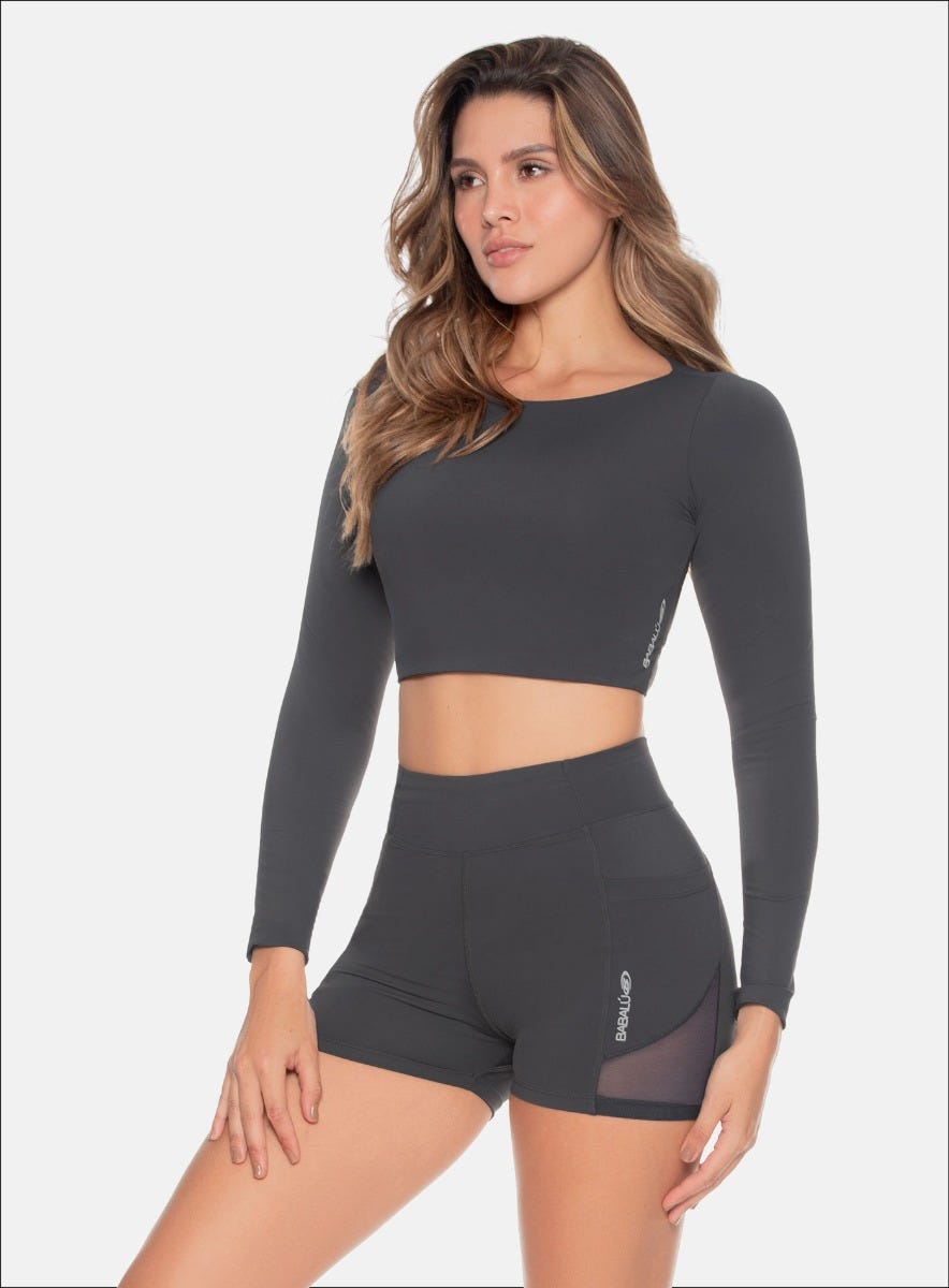 TOP DAMA MANGA LARGA ESPALDA ABIERTA CON SESGO ENTRE CRUZADOS