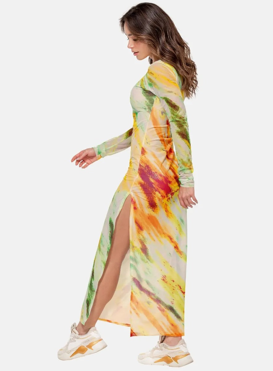 VESTIDO DEPORTIVO MUJER LARGO EN MALLA SUBLIMADA CON FORRO TALLA S - M