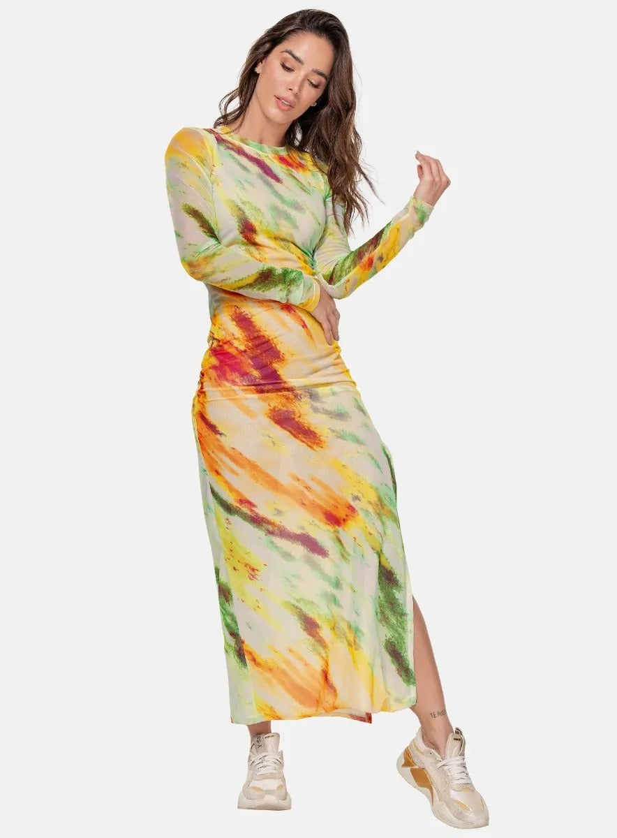 VESTIDO DEPORTIVO MUJER LARGO EN MALLA SUBLIMADA CON FORRO TALLA S - M