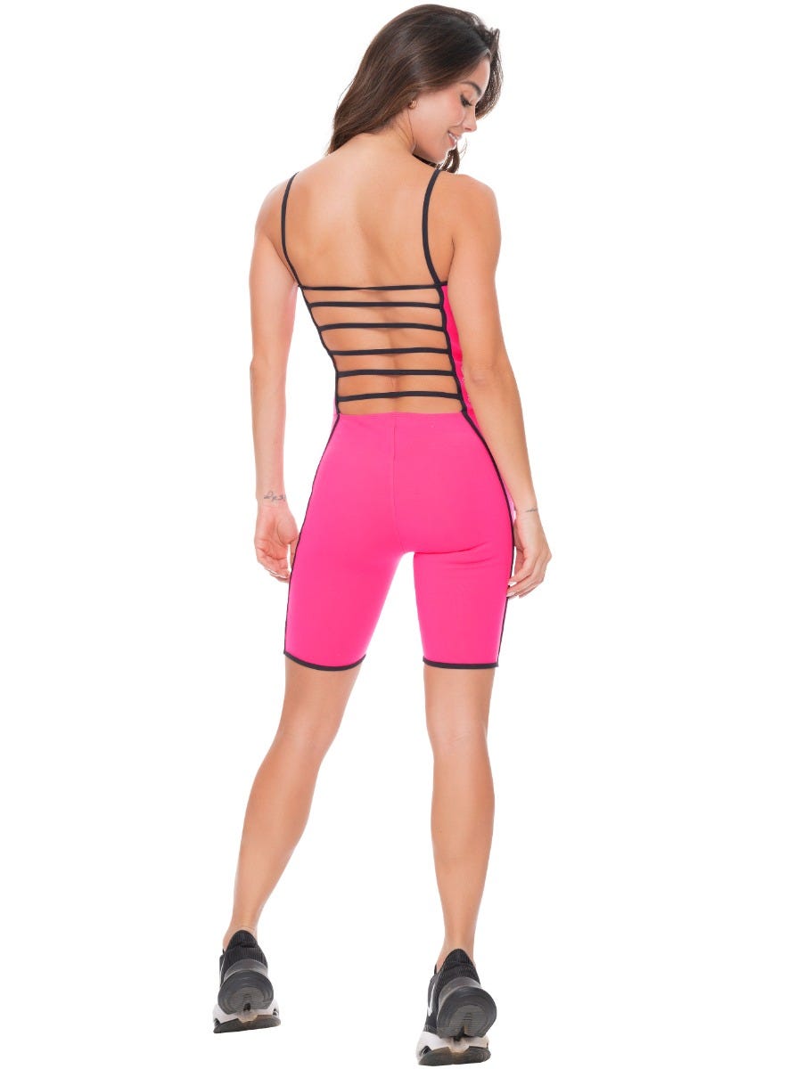 ENTERIZO DEPORTIVO MUJER CORTO TELA SUPPLEX CON SESGOS AEREOS EN CONTRASTE TALLA ÚNICA