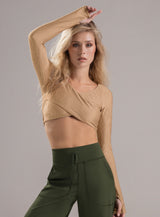 TOP DEPORTIVO CON EFECTO CRUZADO TELA RIB