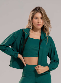 CHAQUETA DEPORTIVA EN TELA CON ACABADO BRILLANTE