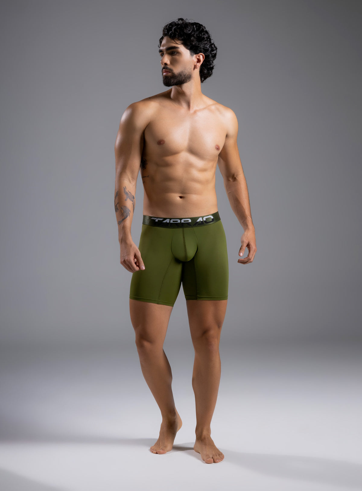 Bóxer de talle largo a rayas, elaborado en microfibra Tarrao Verde Militar ref 17001H