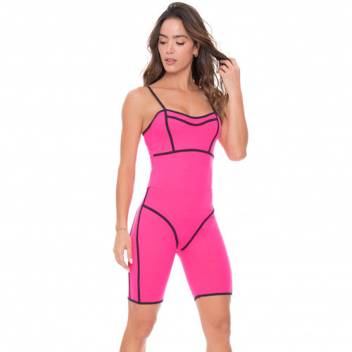 ENTERIZO DEPORTIVO MUJER CORTO TELA SUPPLEX CON SESGOS AEREOS EN CONTRASTE TALLA ÚNICA