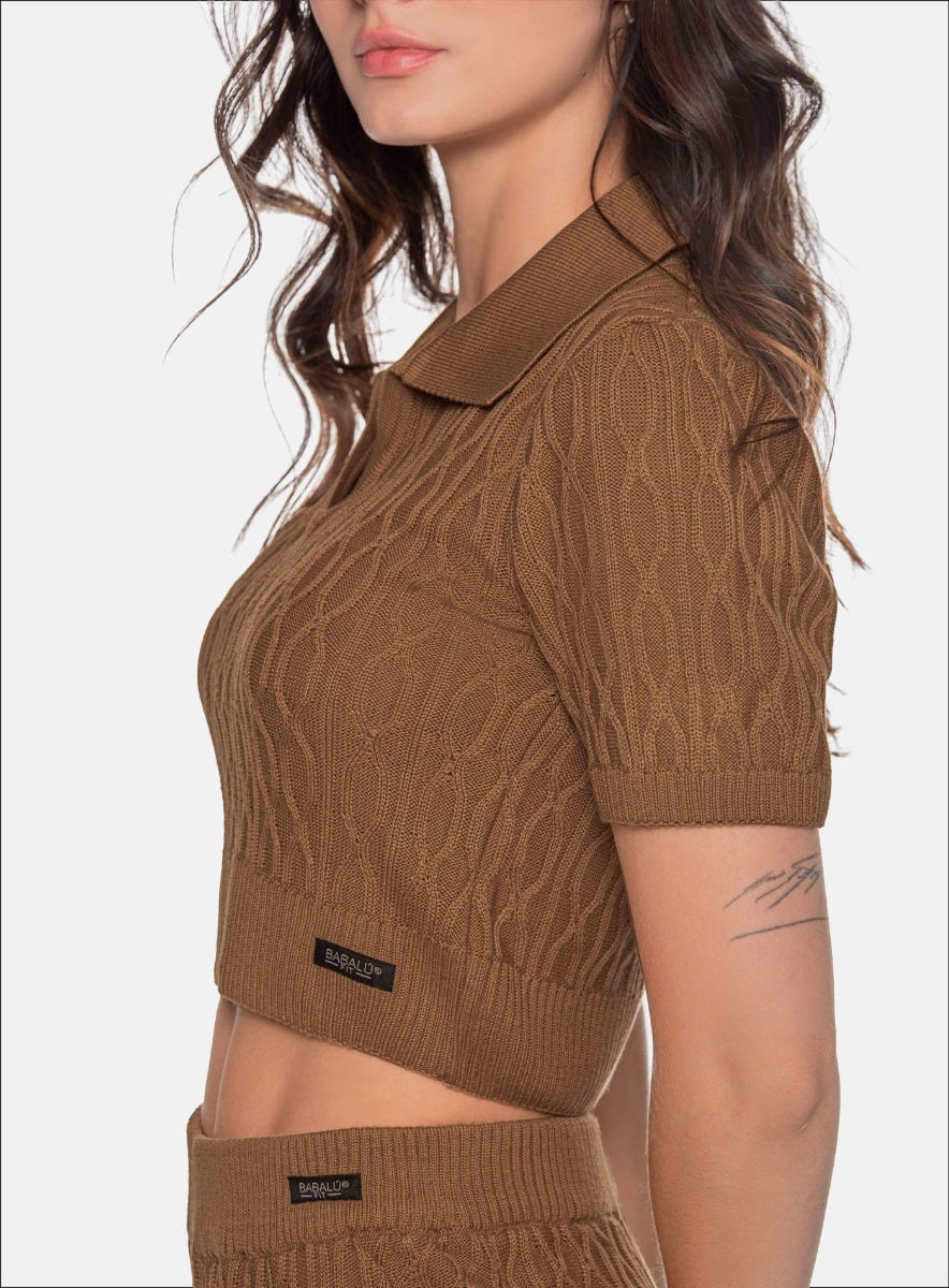 Blusa deportiva color arequipe para mujer, marca BABALÚ, referencia 110003, vista lateral. Compra al por mayor en babalu.com.co en COP.