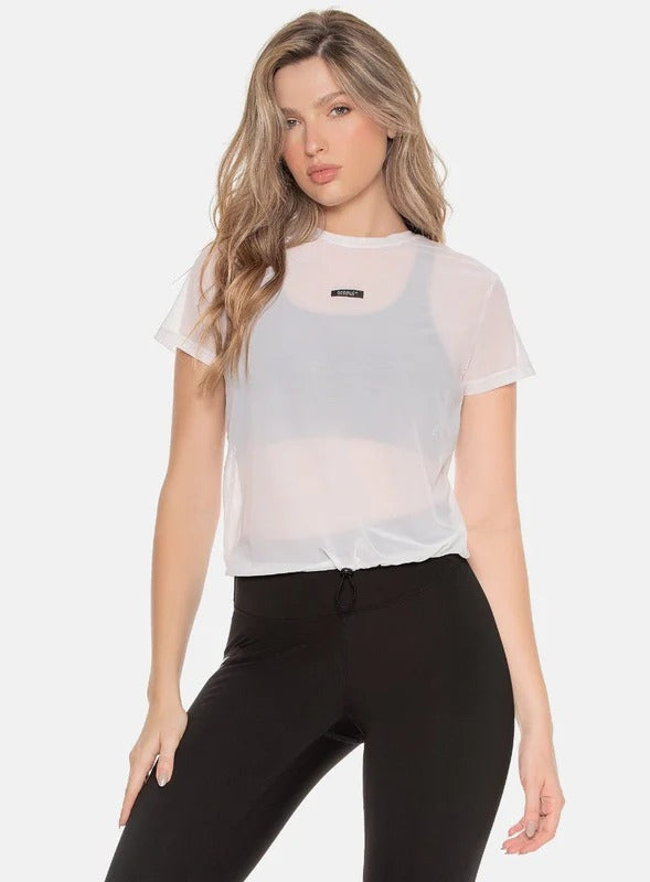 Blusa deportiva color blanco para mujer, marca BABALÚ, referencia 101383, vista frontal. Compra al por mayor en babalu.com.co en COP.