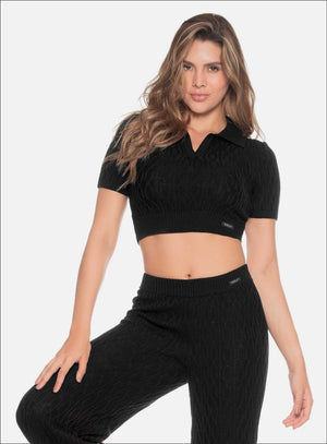 Blusa deportiva color negro para mujer, marca BABALÚ, referencia 110003, vista frontal. Compra al por mayor en babalu.com.co en COP.