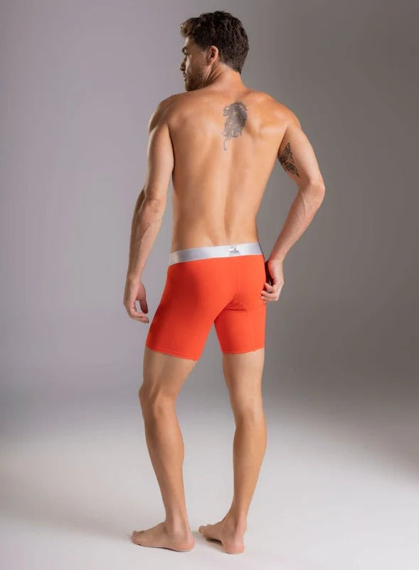 Boxer largo color naranja para hombre, marca TARRAO, referencia 78101, vista trasera. Compra al por mayor en babalu.com.co en COP.