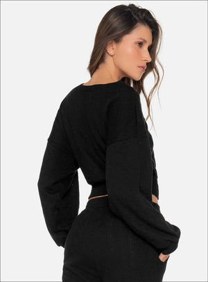 Buzo casual color negro para mujer, marca BABALÚ, referencia 111563, vista lateral. Compra al por mayor en babalu.com.co en COP.
