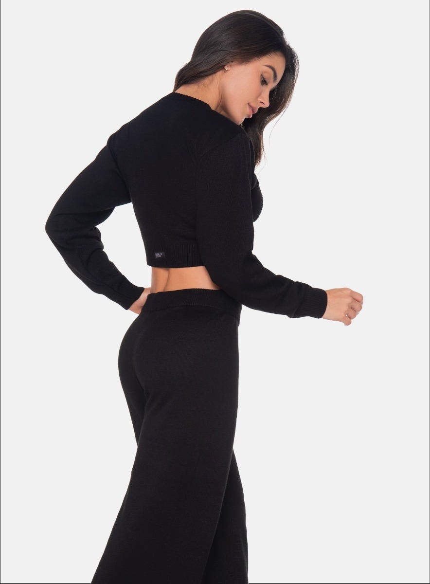 Buzo casual color negro para mujer, marca BABALÚ, referencia 111753, vista lateral. Compra al por mayor en babalu.com.co en COP.
