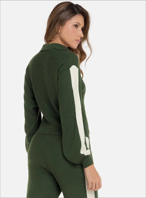 Buzo casual color verde para mujer, marca BABALÚ, referencia 112733, vista lateral. Compra al por mayor en babalu.com.co en COP.