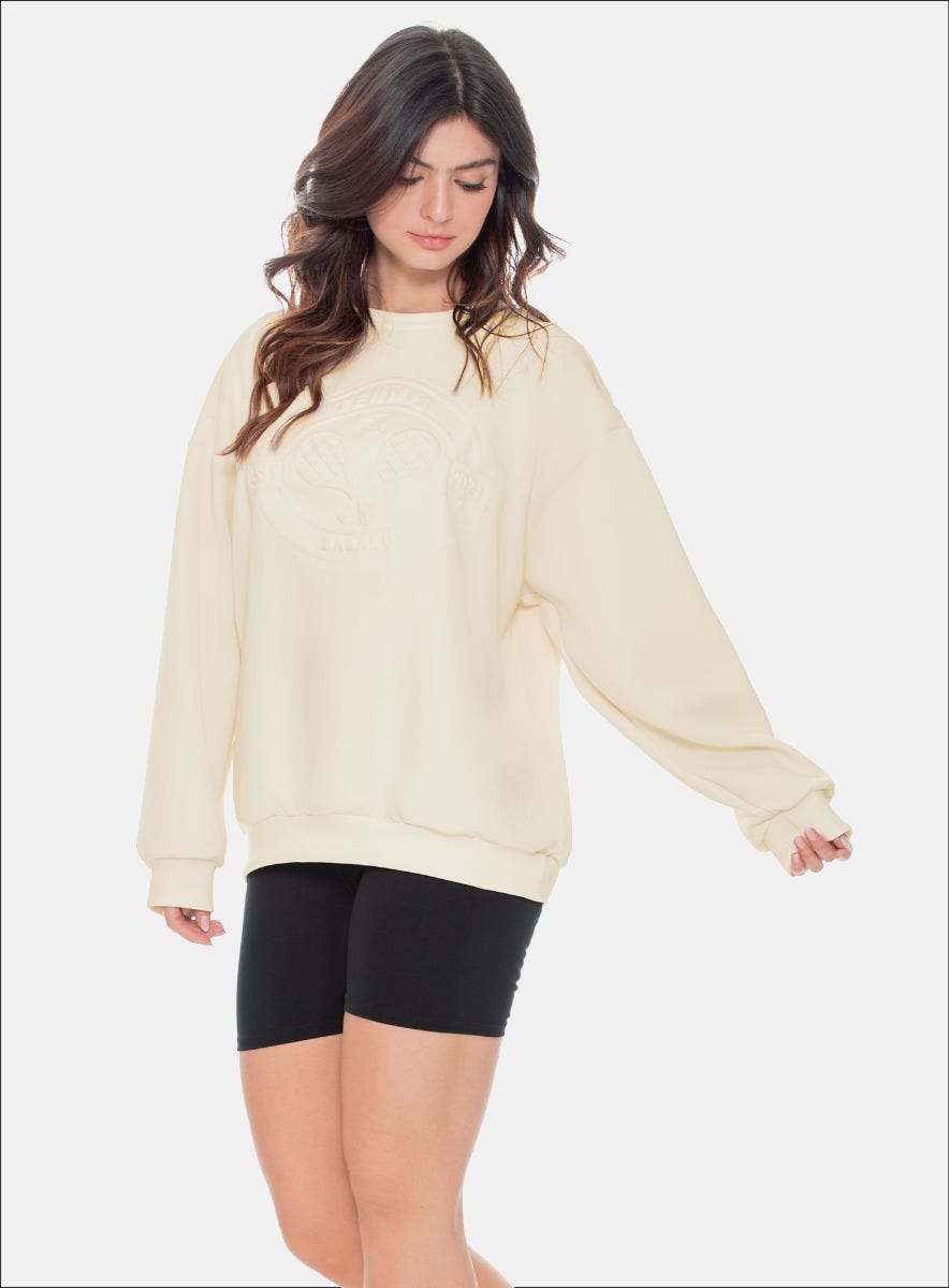Buzo deportivo color marfil para mujer, marca BABALÚ, referencia 109023, vista frontal. Compra al por mayor en babalu.com.co en COP.