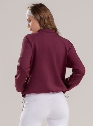 Buzo deportivo Canguro oversize color vino tinto para mujer, marca BABALÚ, referencia 113943, vista trasera. Compra al por mayor en babalu.com.co en COP.