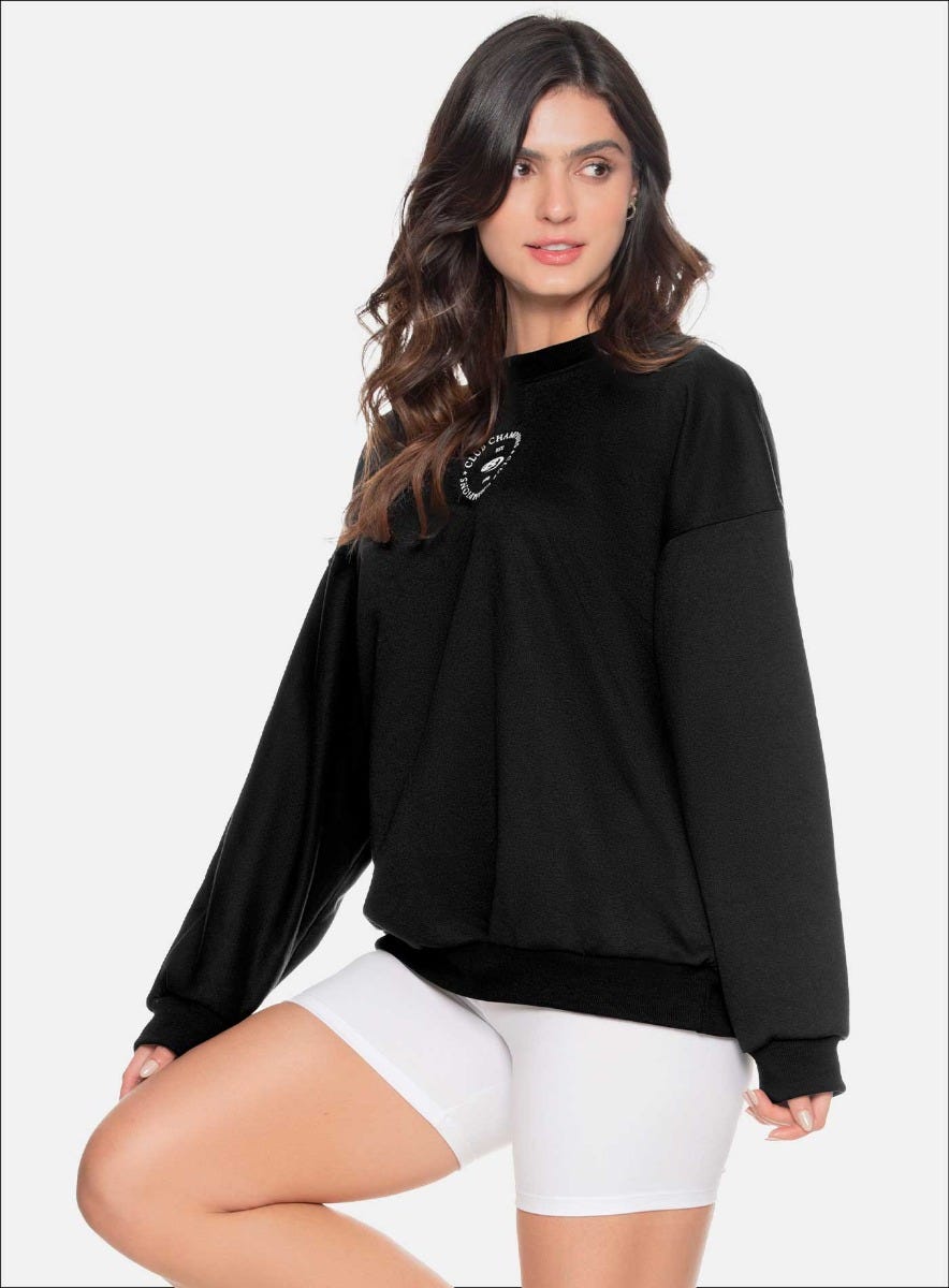 BUZO OVERSIZE CON ESTAMPADO CENTRO FRENTE Y ESTAMPADO AMPLIO EN ESPALDA