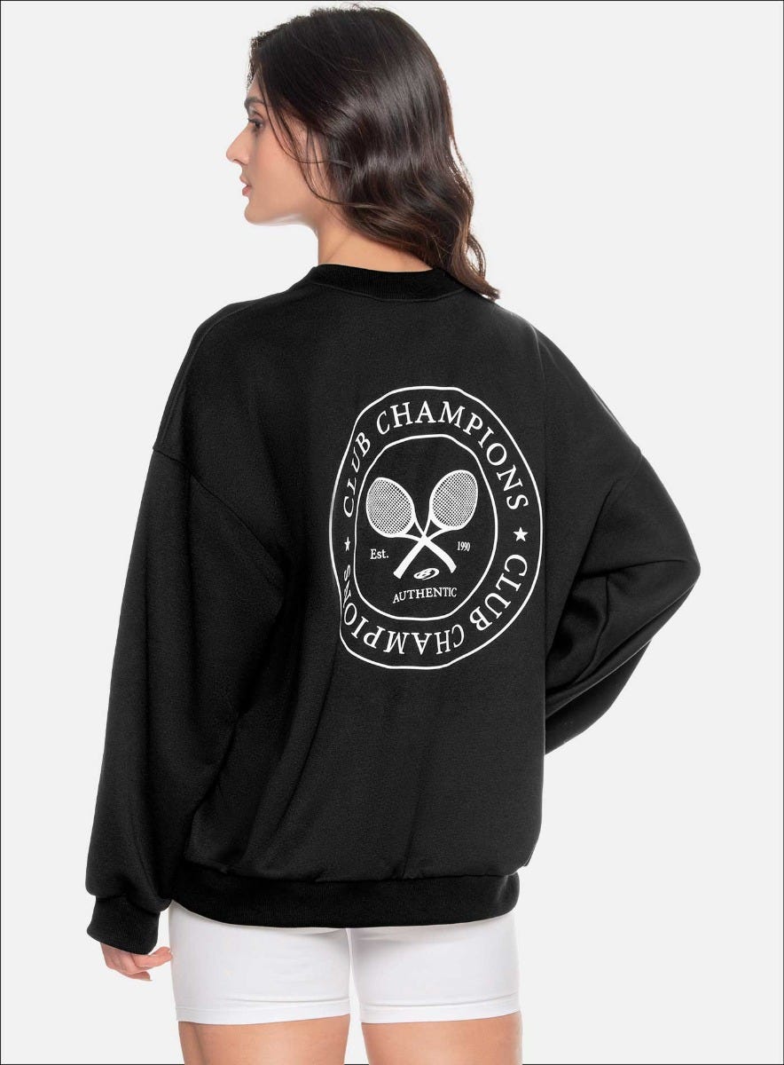 BUZO OVERSIZE CON ESTAMPADO CENTRO FRENTE Y ESTAMPADO AMPLIO EN ESPALDA