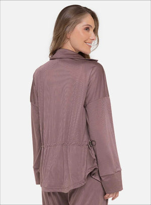 Camisa casual color mora leche para mujer, marca BABALÚ, referencia 112013, vista trasera. Compra al por mayor en babalu.com.co en COP.