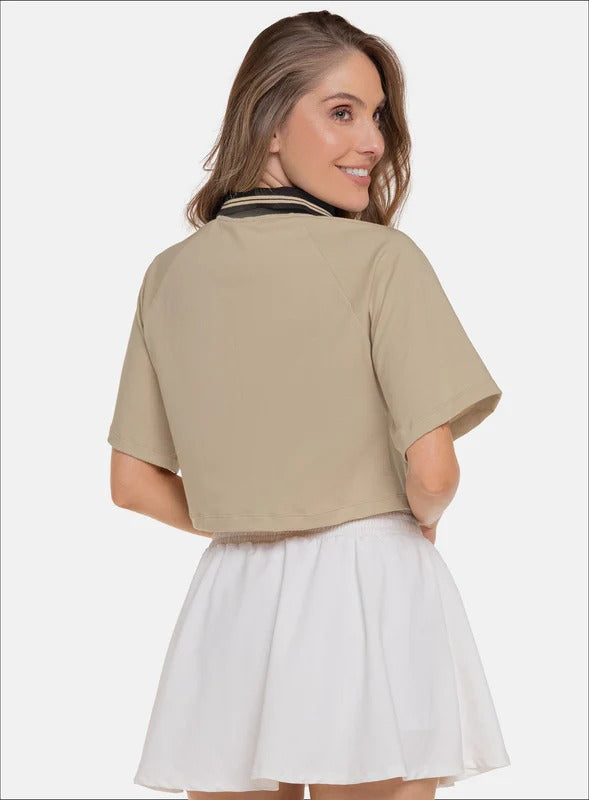 Camiseta casual color beige para mujer, marca BABALÚ, referencia 111613, vista trasera. Compra al por mayor en babalu.com.co en COP.