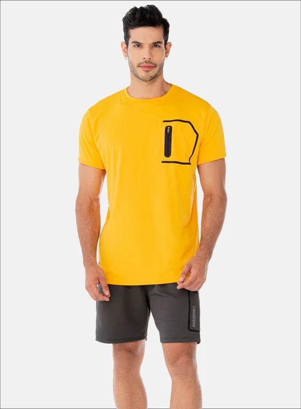 Camiseta deportiva color amarillo para hombre, marca INIZIO, referencia 86376, vista frontal. Compra al por mayor en babalu.com.co en COP.