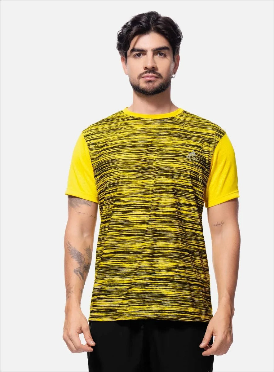 Camiseta deportiva color amarillo para hombre, marca INIZIO, referencia 86526, vista frontal. Compra al por mayor en babalu.com.co en COP.