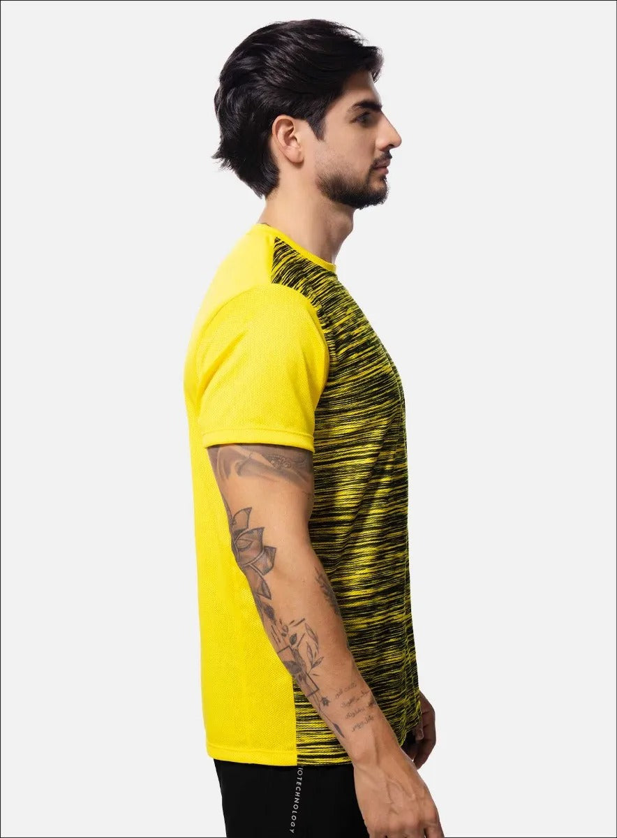 Camiseta deportiva color amarillo para hombre, marca INIZIO, referencia 86526, vista lateral. Compra al por mayor en babalu.com.co en COP.