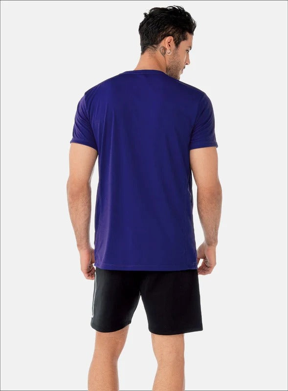 Camiseta deportiva color azul para hombre, marca INIZIO, referencia 86376, vista trasera. Compra al por mayor en babalu.com.co en COP.