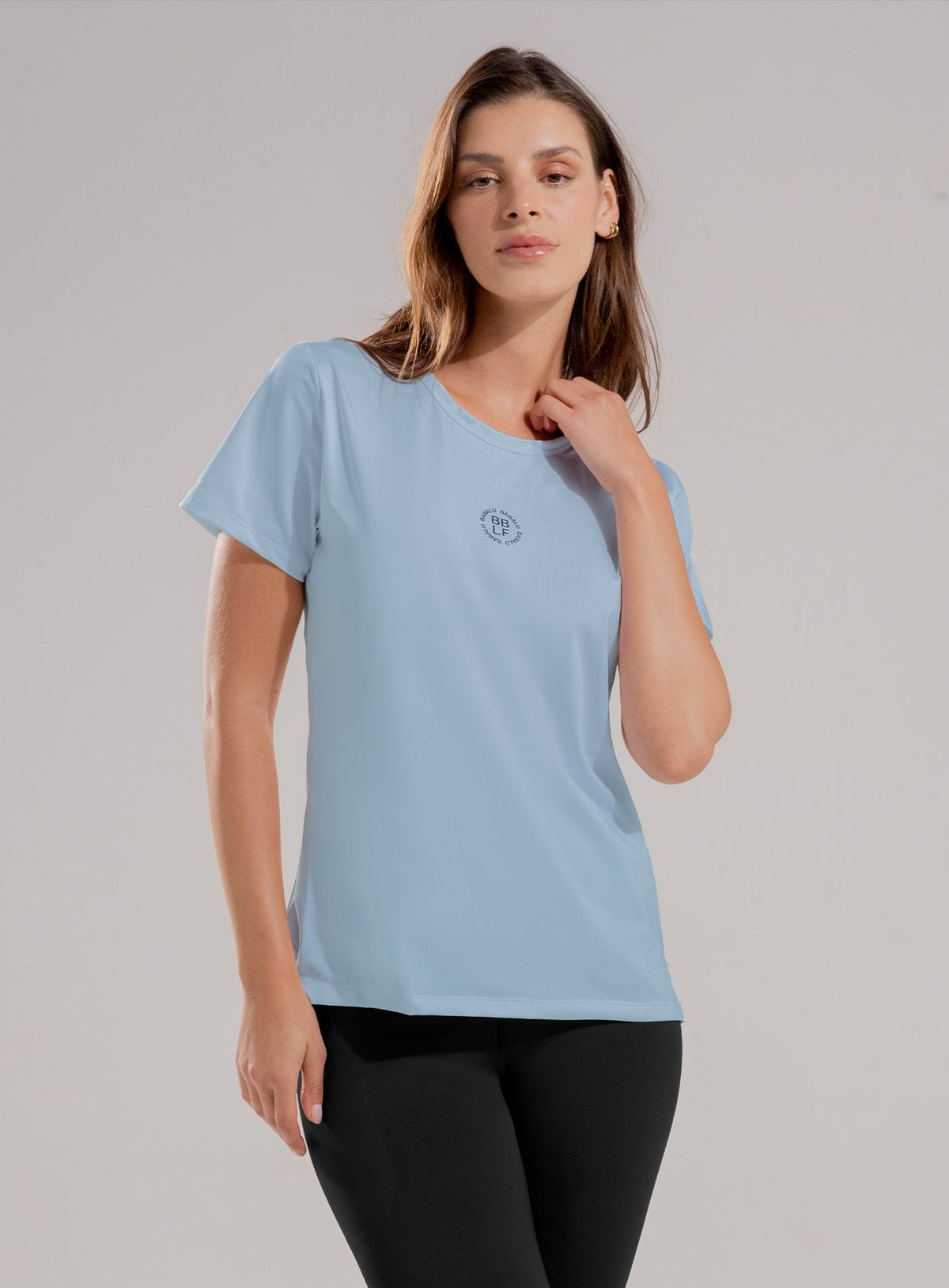 Camiseta deportiva color azul para mujer, marca BABALÚ, referencia 112563, vista frontal. Compra al por mayor en babalu.com.co en COP.