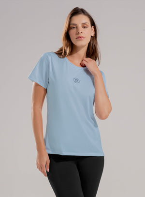 Camiseta deportiva color azul para mujer, marca BABALÚ, referencia 112563, vista frontal. Compra al por mayor en babalu.com.co en COP.