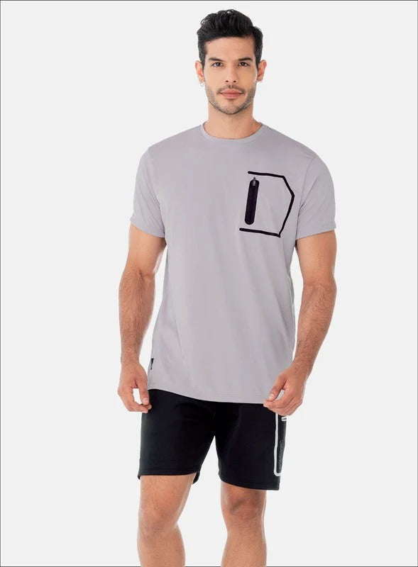 Camiseta deportiva color gris para hombre, marca INIZIO, referencia 86376, vista frontal. Compra al por mayor en babalu.com.co en COP.