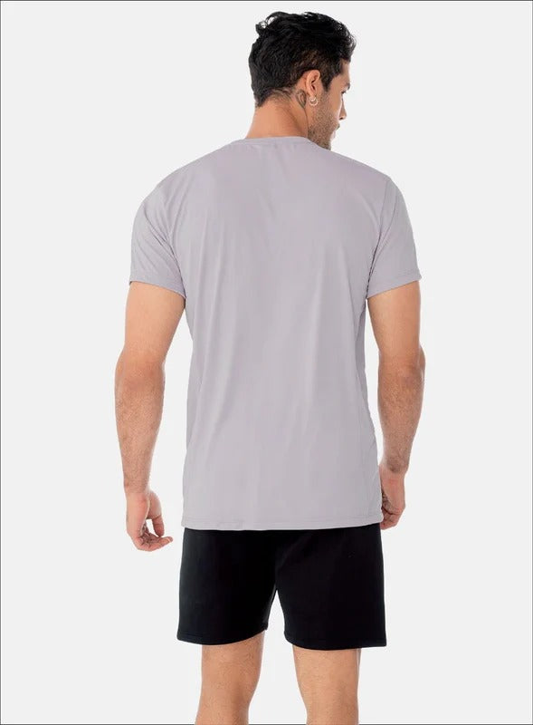 Camiseta deportiva color gris para hombre, marca INIZIO, referencia 86376, vista trasera. Compra al por mayor en babalu.com.co en COP.